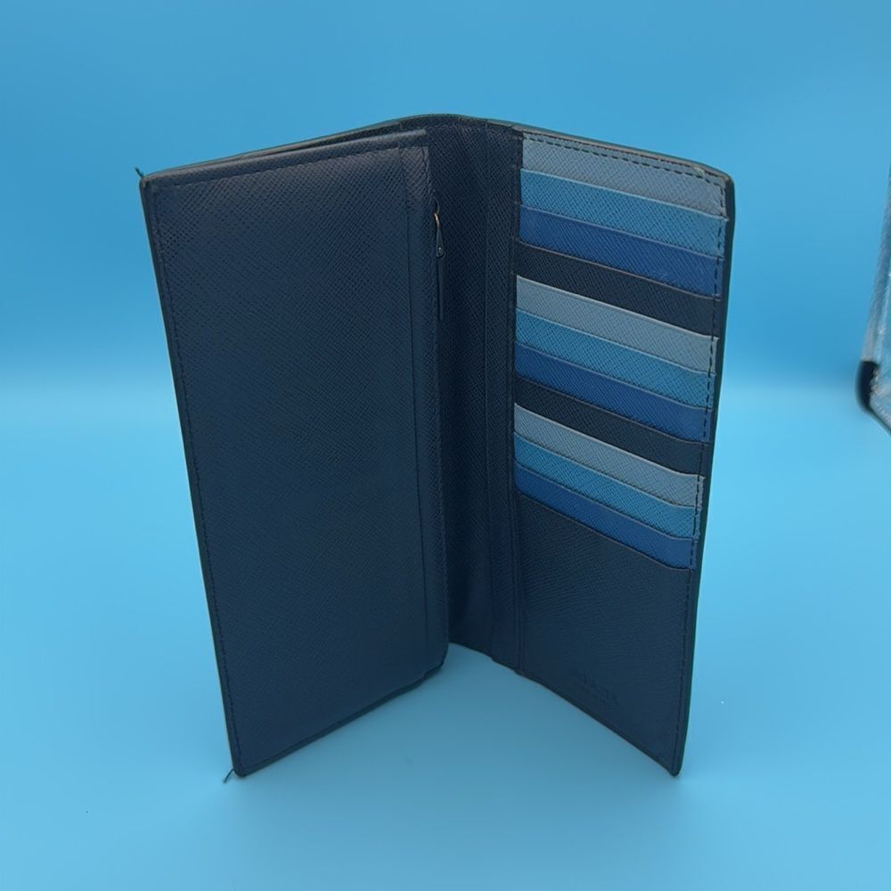 Prada Blue Saffiano Lux Leather Long Wallet- with Prada box and COA